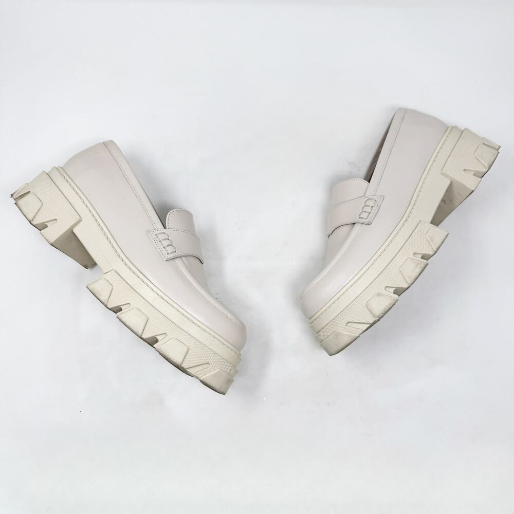 [Alohas] Cream Trailblazer Chunky Heel Penny Loafers Genuine Leather Sz 10 EU 40 - Picture 9 of 12